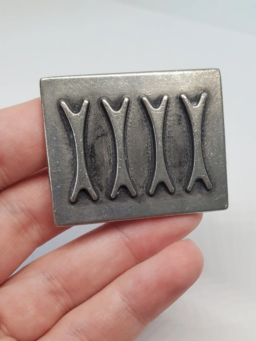Vintage Brodrene Mylius Modernist Pewter Brooch